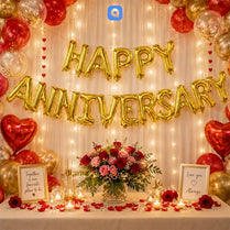 Happy Anniversary Gold Foil Letter Balloon Banner Set – Party Decoration