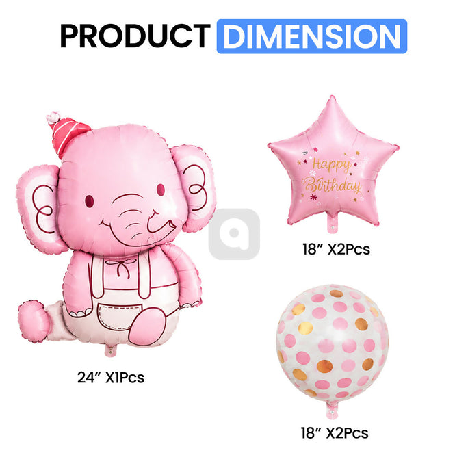 Pink Elephant Happy Birthday Foil Balloon Bouquet
