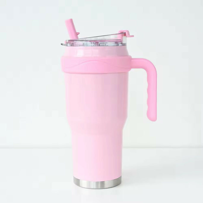 New 40 OZ Tumbler with Handle and Nozzle Straw Lid, Insulated Reusable Stainless Steel Travel Mug Keeps Drinks Cold up to 34 Hours