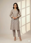 2-Pcs Katan Silk Unstitched Full Allover Shirt With Fully Allover Trouser For Women