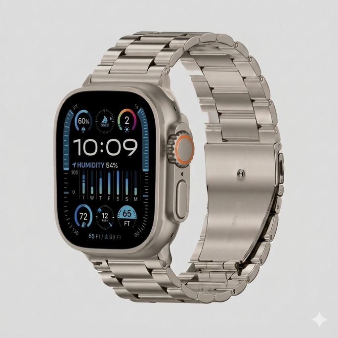 Ultra 3 Smartwatch 7-in-1 Set: Durable Stainless Steel Design, HD Display, Fitness Tracking & 7 Interchangeable Belts and chain walie