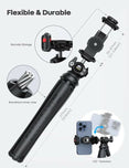 R1S 3-in-1 Bluetooth Selfie Stick with Tripod & Flash Light | Foldable Extendable Selfie Rod with Wireless Remote for Android, iPhone & Action Cameras