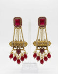 Elegant Turkish Manjus Long Drop Earrings for Women - Traditional Antique Style Filigree Hanging Earrings with Pearl Accents
