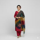 3 Pieces Unstitched Katan Silk Plain Shirt & Trouser With Organza Lining Dupatta For Womens & Girls