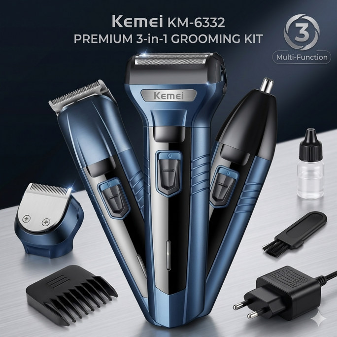 Original Kemei KM-6332 Professional 3-in-1 Grooming Kit