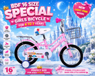 BDF 16 Size Girls Bicycle – Dark Pink | Girls Special Model | For 4–8 Years | With Steel Basket