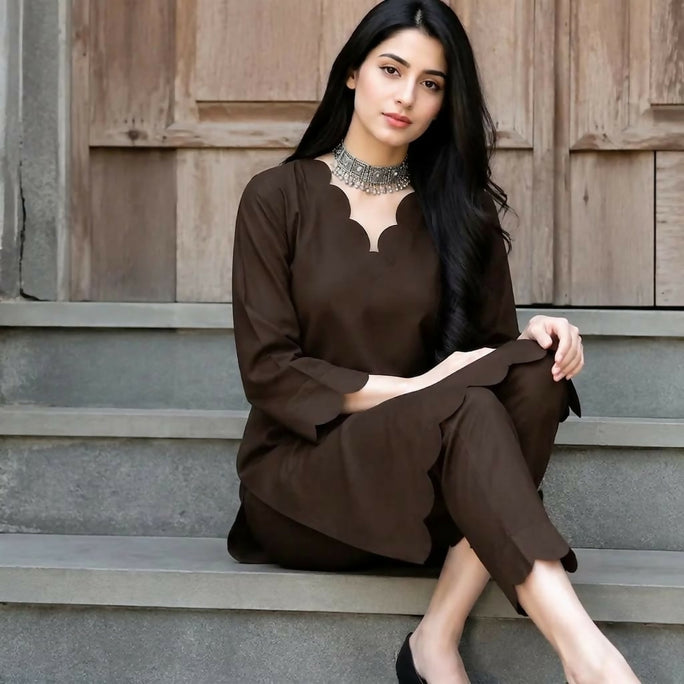 Katan Silk 2 Piece Unstitched Suit Plain Shirt & Trouser-New Design Trendy Party Wear