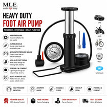 High Pressure Foot Air Pump with Gauge Heavy-Duty Foot Bike Pump for Bicycle Ball Scooter Car Inflatable Toys Mini Pump