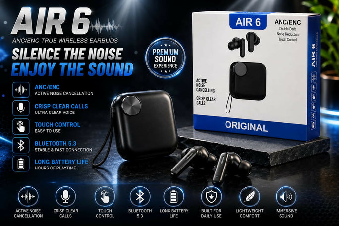 Air 6 Wireless Bluetooth Earbuds with Noise Cancelling