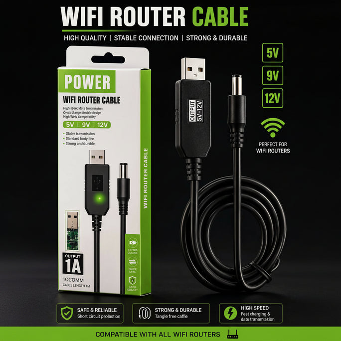 5V to 9V/12V DC Step-Up Cable for WiFi Router