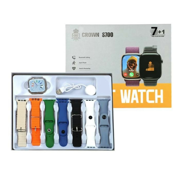 Crown S700 Series 10 Smart Watch with 7-in-1 Strap Bundle