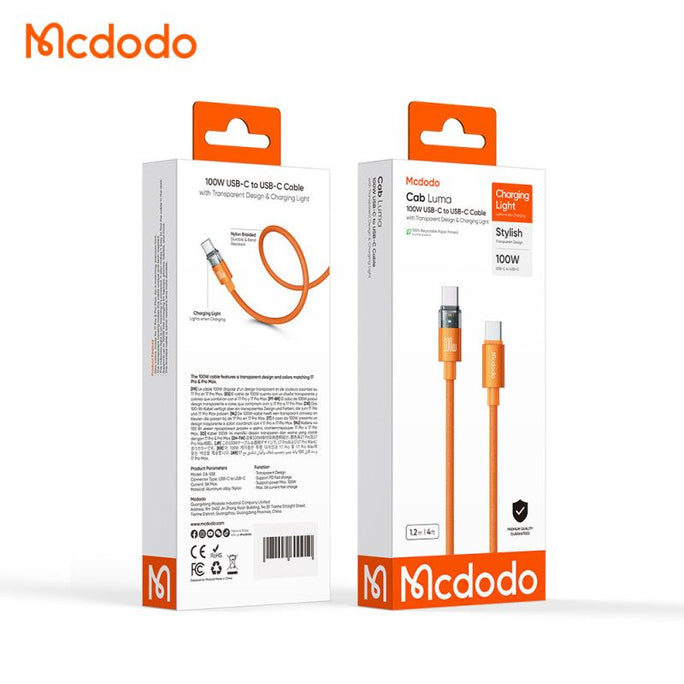 Mcdodo Cab Luma 100W USB-C to USB-C Charging Cable with LED 1.2m