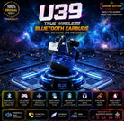 ORIGINAL U39 Gaming Earbuds Bluetooth 5.3 Wireless Headphones - Low Latency True Wireless TWS - Deep Bass Sound, 5H Battery, Touch Control, Sweatproof Earphones With Mic Works With All Devices