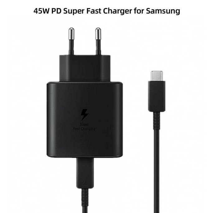 Original Samsung 45W Super Fast Charger with USB-C to USB-C Cable | PD Power Adapter for Galaxy Note, S Series, Z Fold/Flip | Genuine Type C Wall Charger