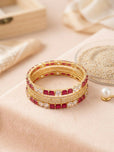 Elegant Baguette Cut & Micro-Pave Zircon Bangles Set for Women - Sparkling Multi-Row Crystal Bangle Set