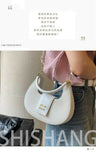 Elegant Moon Style Crescent Crossbody Bag for Women - Compact Leather Shoulder Handbag with Adjustable Long Strap