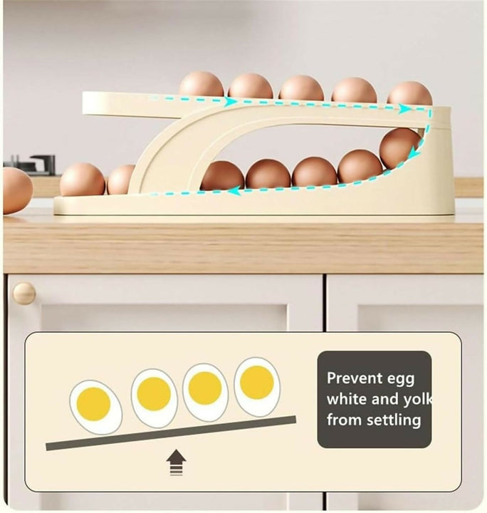 2 Tier Egg Organizer Automatic Scrolling Egg Rack Double Layer Egg Storage Tray