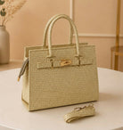 Embossed Croco Top Handle Handbag for Women - Premium Textured Shoulder & Crossbody Bag