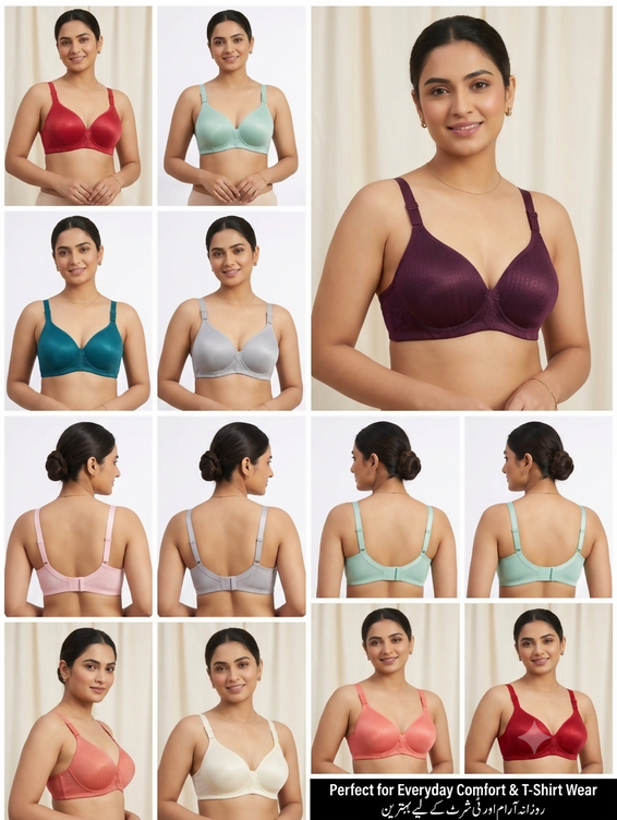 Bra for Women & Girls | Ladies Soft Textured Velvet Padded Wireless Bra | Floral Lace Full Coverage Comfortable Everyday Fancy Bra | Wide Strap Women's Innerwear Undergarments