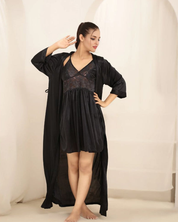 Sajiero Gown Set - Nerra Silk - Black