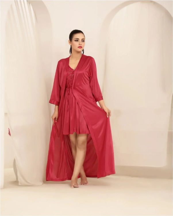 Sajiero Gown Set - Nerra Silk - Maroon