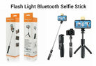 R1S 3-in-1 Bluetooth Selfie Stick with Tripod & Flash Light | Foldable Extendable Selfie Rod with Wireless Remote for Android, iPhone & Action Cameras