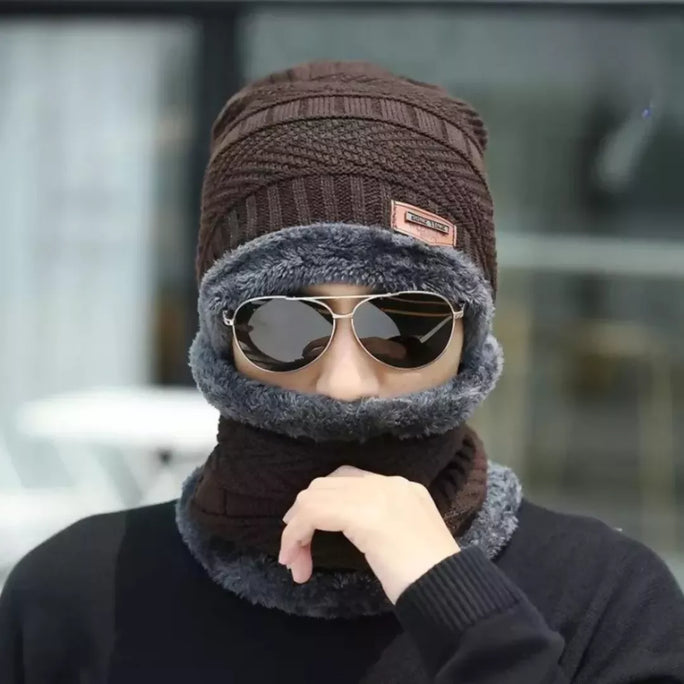 Wool Beanie & Neck Warmer Set for Men Women Winter Wear