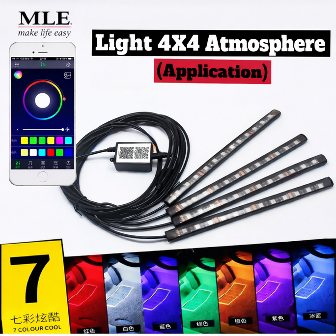 Mobile App Control Bike and Car Interior Ambient Atmosphere Light RGB Foot Light Backlight DC 12V LED Decorative Lamp