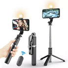 R1S 3-in-1 Bluetooth Selfie Stick with Tripod & Flash Light | Foldable Extendable Selfie Rod with Wireless Remote for Android, iPhone & Action Cameras