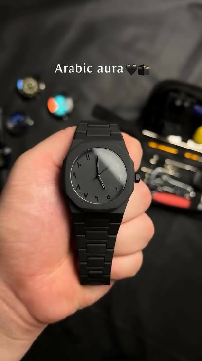 PACK OF 2 PCS Original Arabic Aura Waterproof Wrist Watch: Trending Matte Finish Luxury Timepiece for Men & Boys special Premium Arabic Aura Watch 2026 watch: Luxury Minimalist Design with Butterfly Clasp & Fiber Chain for Men