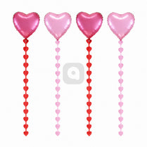 Heart Foil Balloon Hanging Decoration Set – Pink & Red