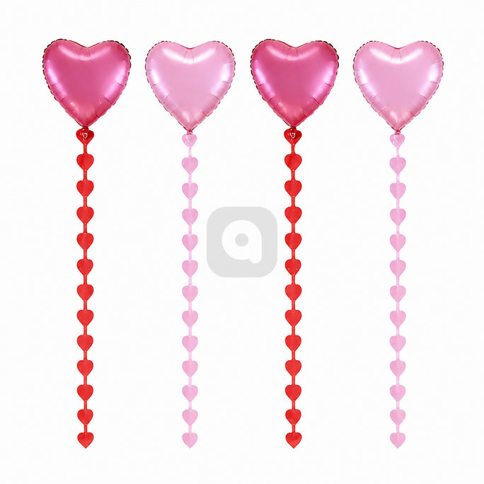 Heart Foil Balloon Hanging Decoration Set – Pink & Red