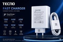 Original TECNO 120W Super Fast Charger with Type-C Cable