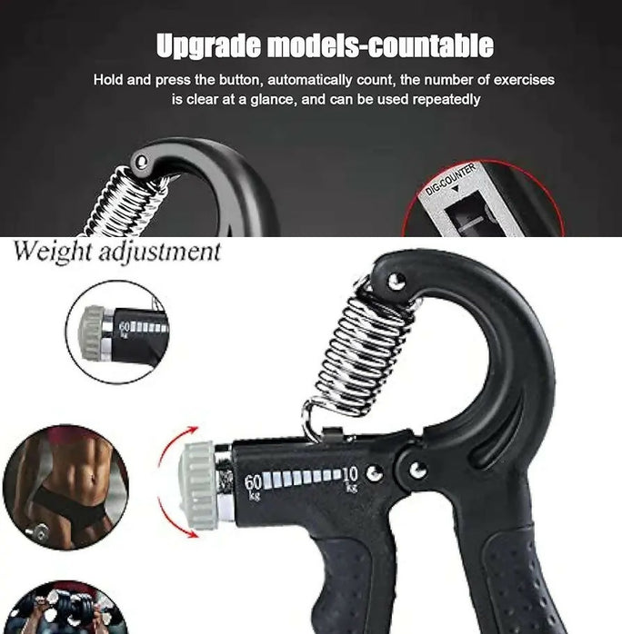 Adjustable Hand Grip Power Exerciser Forearm Wrist Strengthener Gripper With Counter