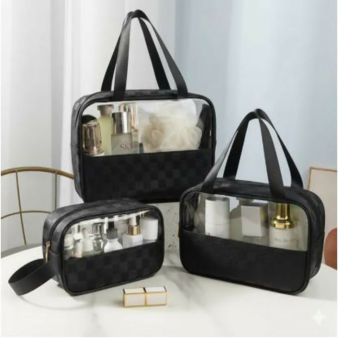 3Pcs Cosmetics Bag Hanging Waterproof For Traveling Transparent Travel Organizer