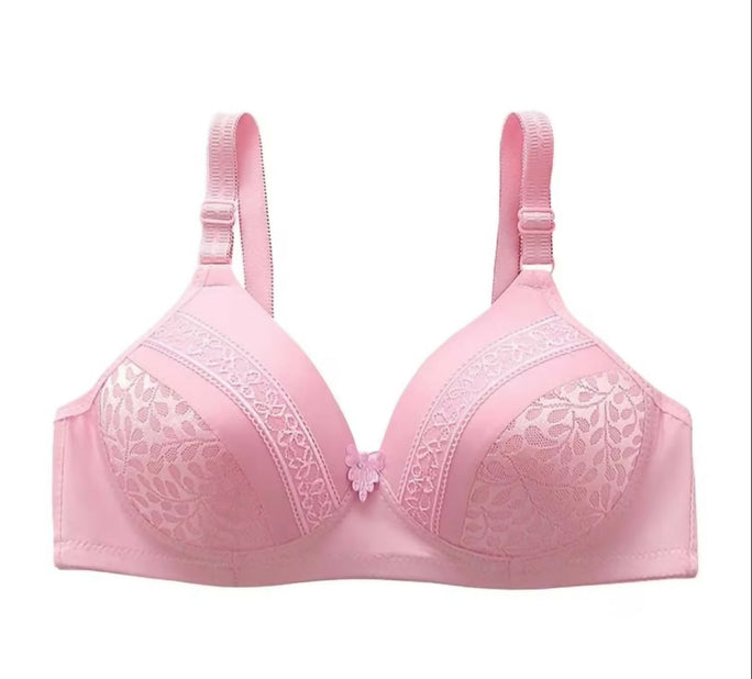 Bra for Women & Girls | Ladies Premium Self Floral Printed Padded Wireless Full Coverage Bra | Comfortable Everyday Adjustable Strap Fancy Bra | Women's Innerwear Undergarments