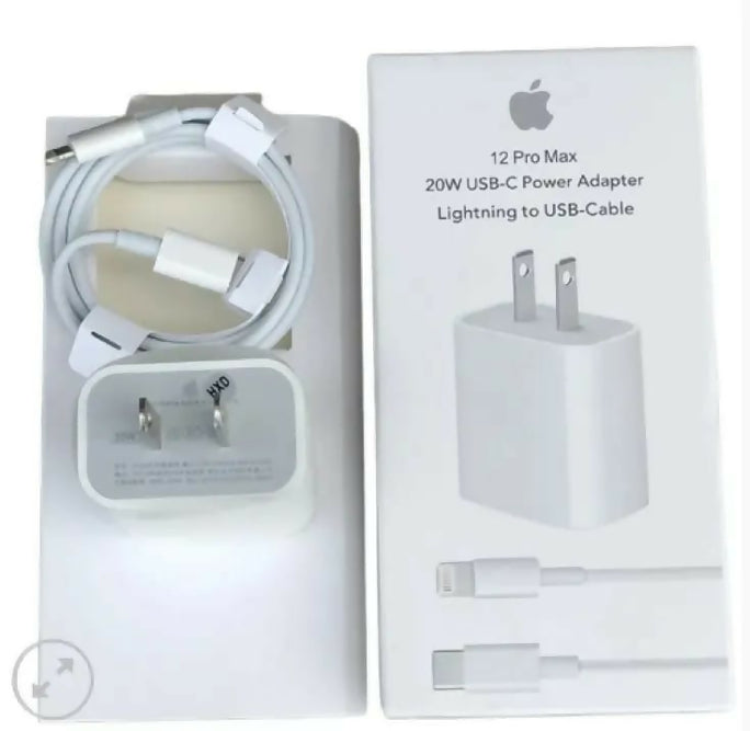 Genuine Apple iPhone 15 Pro Max 20watt USB-C Fast Charger Adapter & Original USB-C to C Data Sync Cable | Authentic Power Delivery (PD) Wall Plug & Charging Cord
