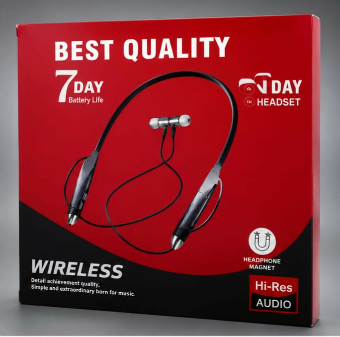 Wireless Bluetooth Neckband Earphones Magnetic Earbuds Hi-Res Audio Sports Headset Black
