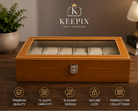 12 Slots Premium Watch Storage Box with Glass Lid | Luxury PU Leather Watch Organizer | Perfect for Watches Collection & Gift