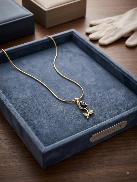 Elegant Tulip Flower Pendant Necklace for Women - Minimalist Floral Locket Chain with Crystal Accents