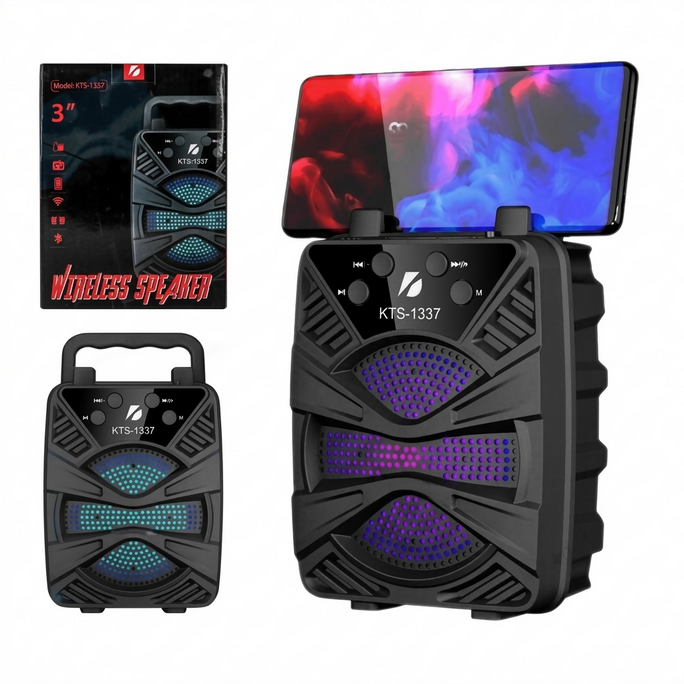 KTS-1337 3-Inch Portable Bluetooth Speaker with LED Lights