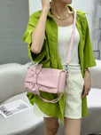 Quilted Leather Bow Accent Crossbody Handbag for Women - Stylish Shoulder Bag
