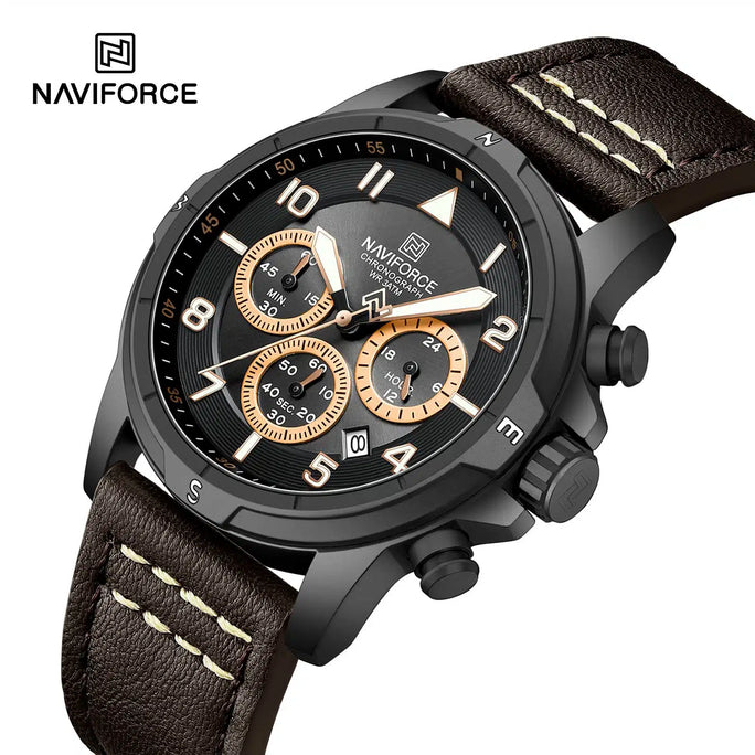 Naviforce NF8077 Expedition Leather Men's Watch with Official Warranty