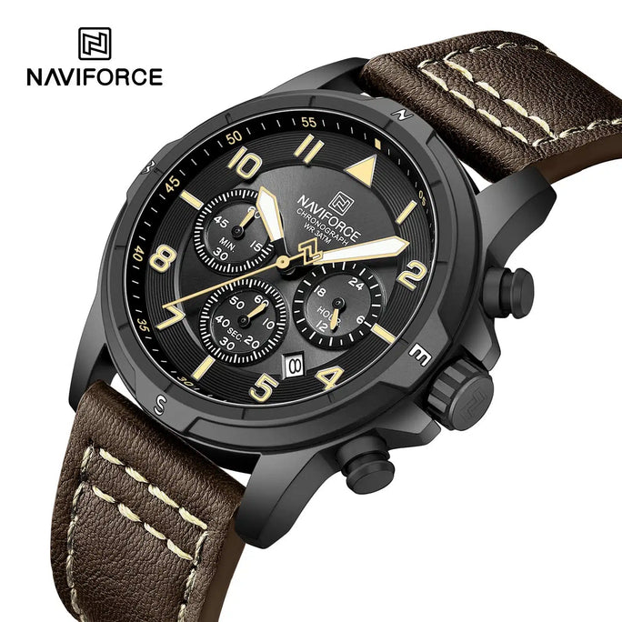 Naviforce NF8077 Expedition Leather Men's Watch with Official Warranty