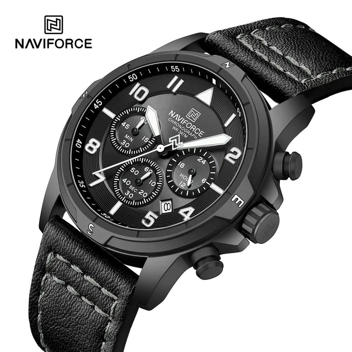 Naviforce NF8077 Expedition Leather Men's Watch with Official Warranty