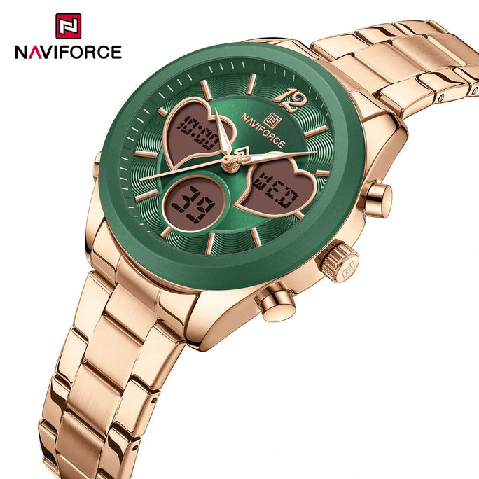 Naviforce NF5045 Elegant Heart Women's Stainless Steel Analog Watch With Official Warranty