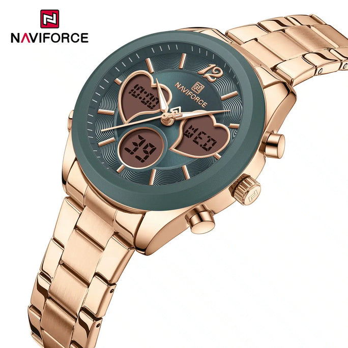 Naviforce NF5045 Elegant Heart Women's Stainless Steel Analog Watch With Official Warranty