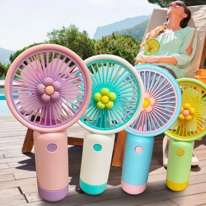 Mini Flower Portable Handheld Fan – USB Rechargeable Cooling Desktop Fan