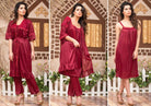 3 Pcs Silk Nighty For Women (Gown , Inner ,Trouser) / Night Suit For Girls