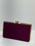 Rhinestone Trimmed Velvet Formal Clutch Bag for Women - Elegant Luxury Evening & Party Purse